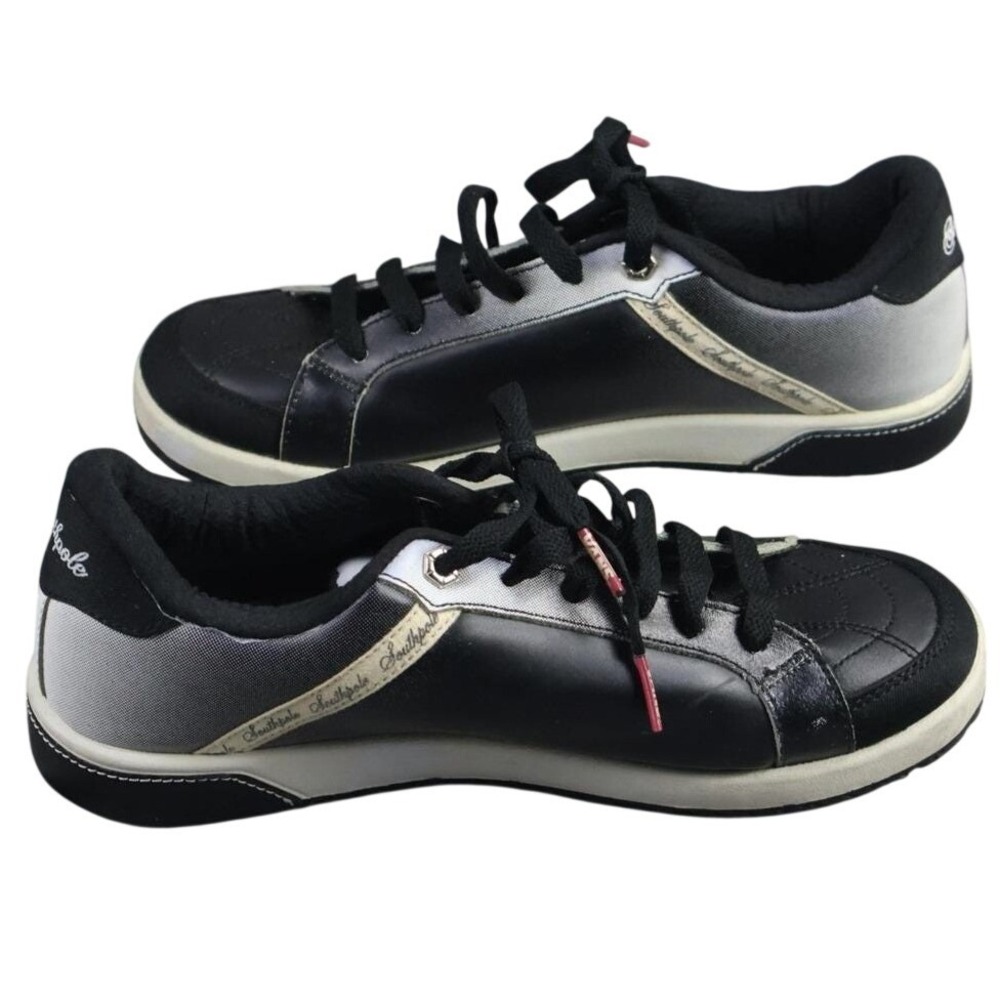 Southpole Shoes Womens‎ Size 7 Black Silver Low Top Embroidered Casual Sneakers